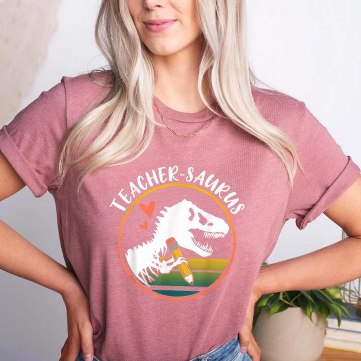 Teacher-Saurus Dinosaur Teacher Design T-Rex Design Women's Heather T-Shirt
