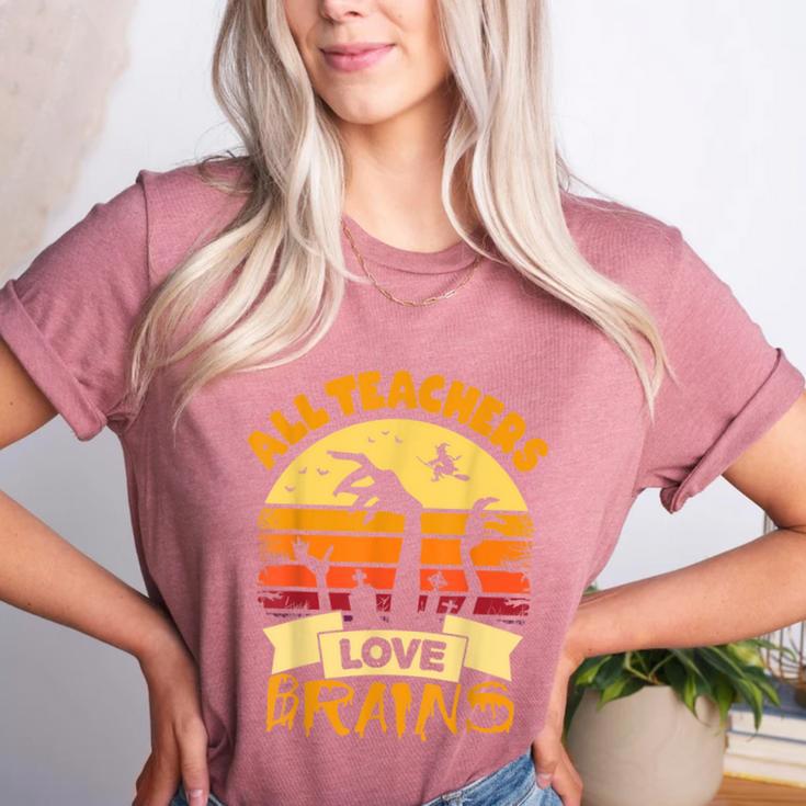Teacher Shirts Halloween All Teachers Love Brains Women's Heather T-Shirt
