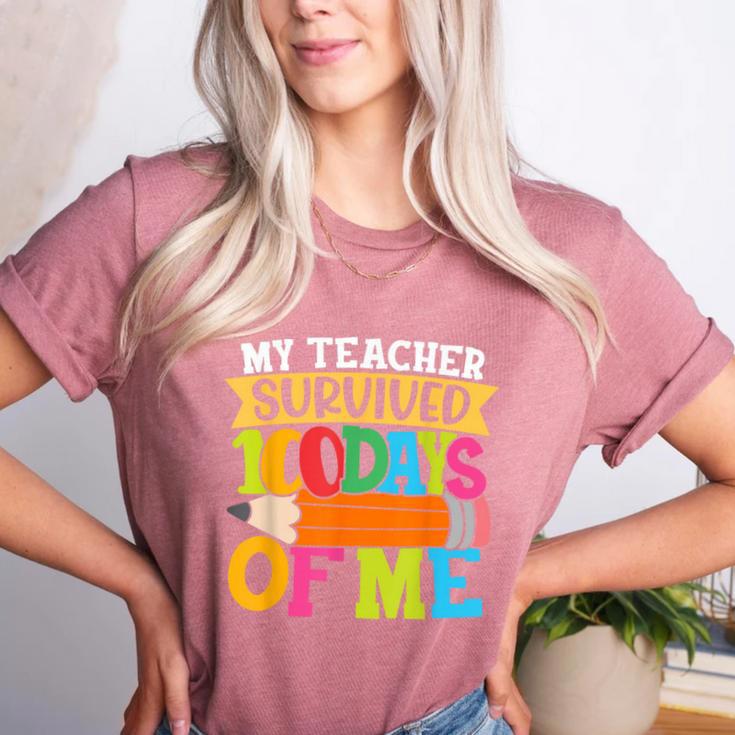 My Teacher Survived 100 Days Of Me 100th Day Of School Kids Women's Heather T-Shirt