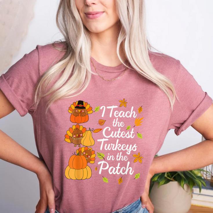 Teacher Thanksgiving I Teach The Cutest Turkeys In The Patch Women's Heather T-Shirt