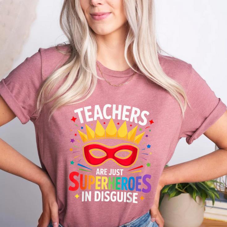 Teachers Are Just Superheroes In Disguise Fun Back To School Women's Heather T-Shirt