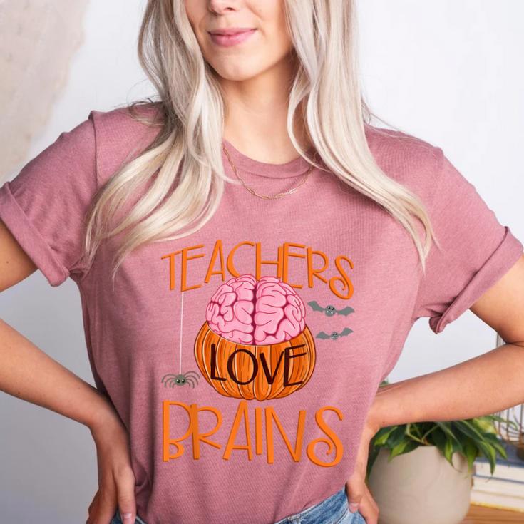 Teachers Love Brains Halloween T-Shirt For Men Women Women's Heather T-Shirt