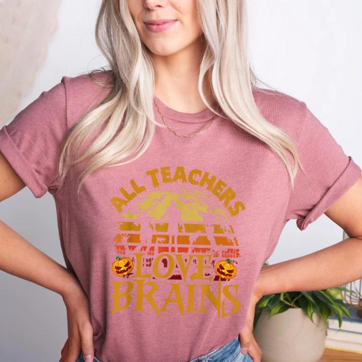 All Teachers Love Brains School Halloween Costume Women's Heather T-Shirt