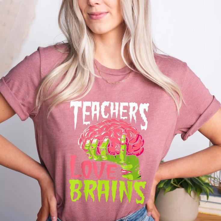 Teachers Love Brains Zombie Teacher Halloween Zombies Women's Heather T-Shirt