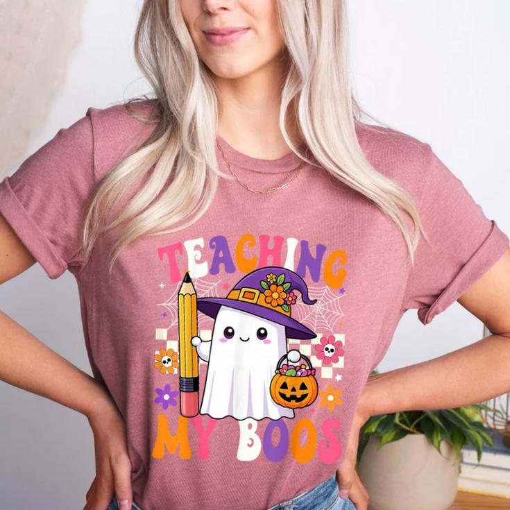 Teaching My Boos Ghost Teacher Cute Pencil Halloween Teacher Women's Heather T-Shirt