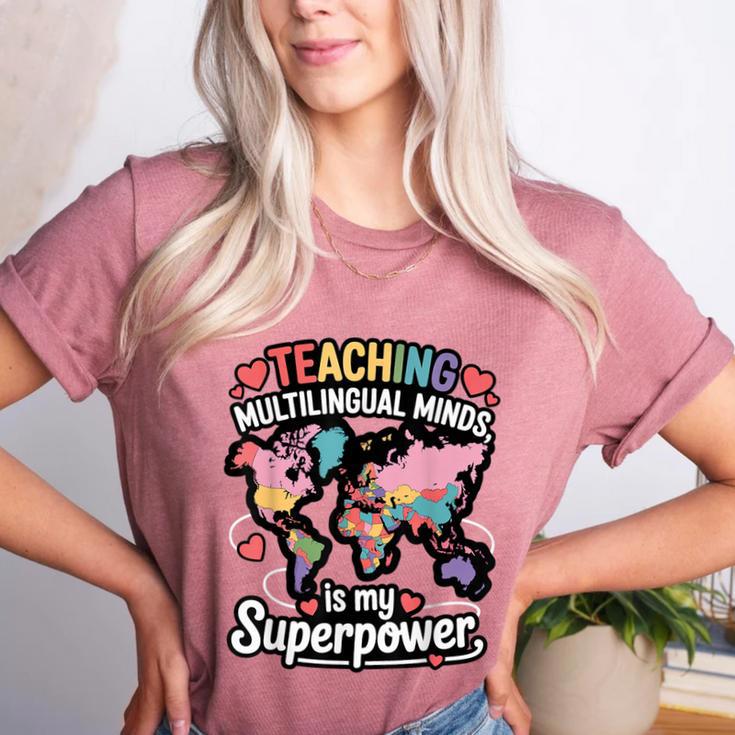 Teaching Multilingual Minds Learners English ESL Teacher Women's Heather T-Shirt