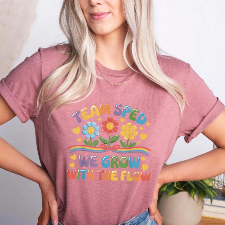 Team SPED We Grow With The Flow Special Ed Teacher Women's Heather T-Shirt