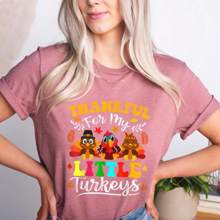 Thankful For My Little Turkeys Teacher Thanksgiving Teachers Women's Heather T-Shirt