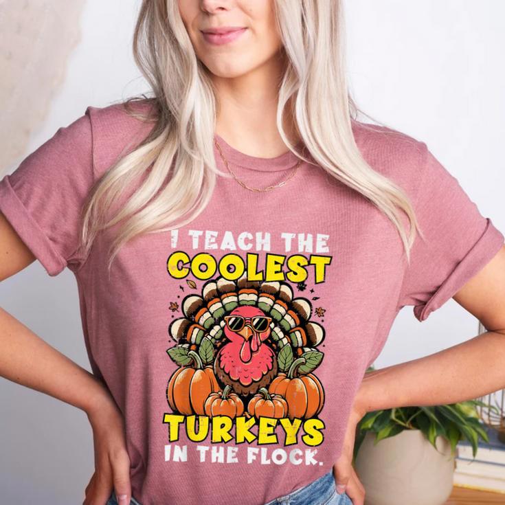 Thanksgiving I Teach Coolest Turkeys Teacher Fall Women Men Women's Heather T-Shirt