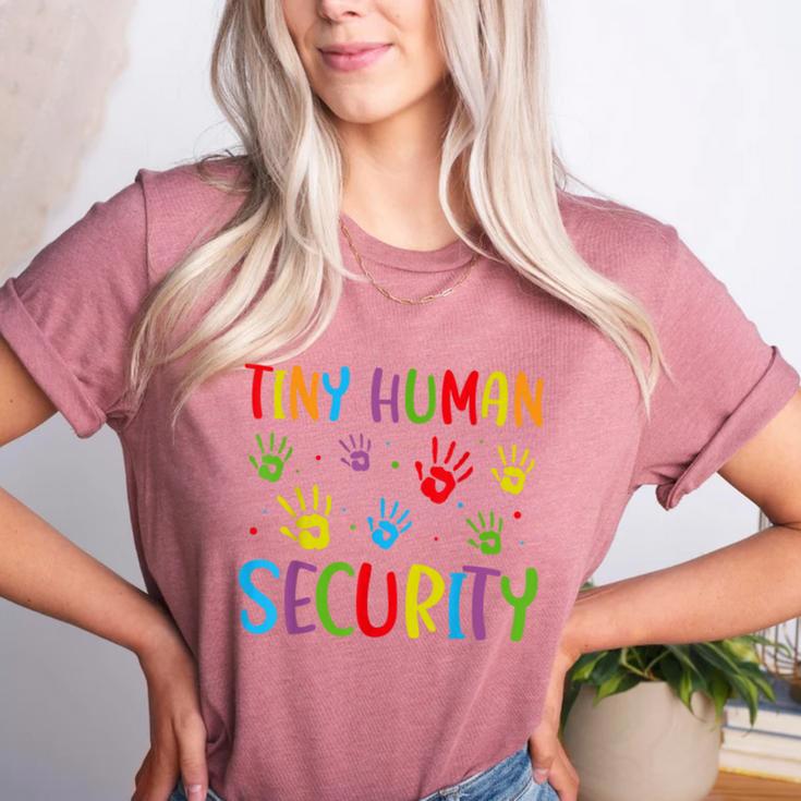 Tiny Human Security Preschool Childcare Teacher Babysitters Women's Heather T-Shirt
