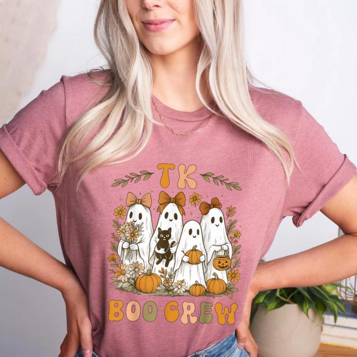 TK Boo Crew Preppy Halloween Floral Ghost TK Teacher Team TK Women's Heather T-Shirt