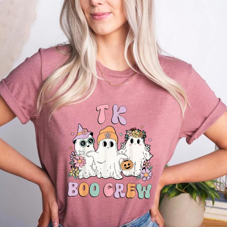 TK Boo Crew Retro Groovy Halloween Floral Ghost TK Teacher Women's Heather T-Shirt
