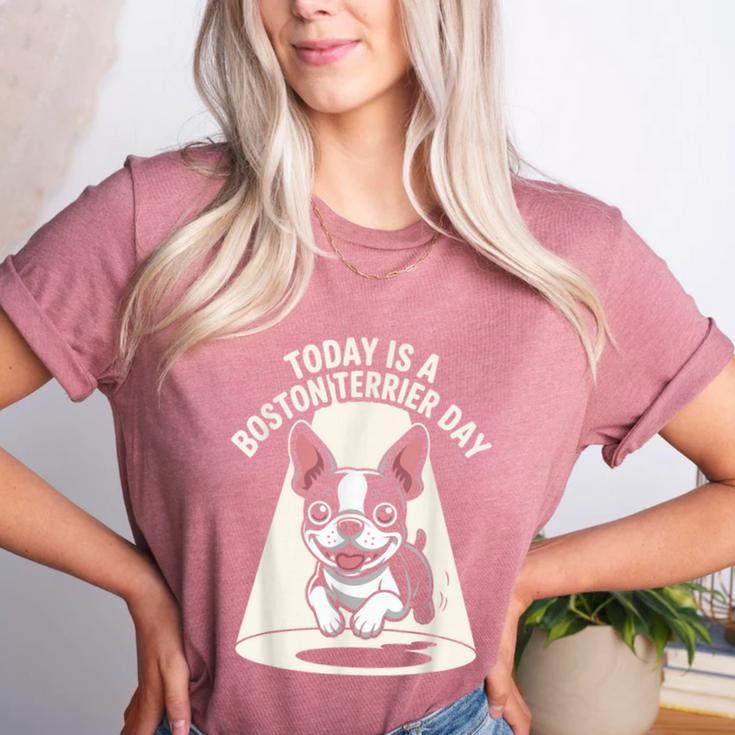 Today Is A Boston Terrier Day Cute Dog Lover Cartoon Women's Heather T-Shirt