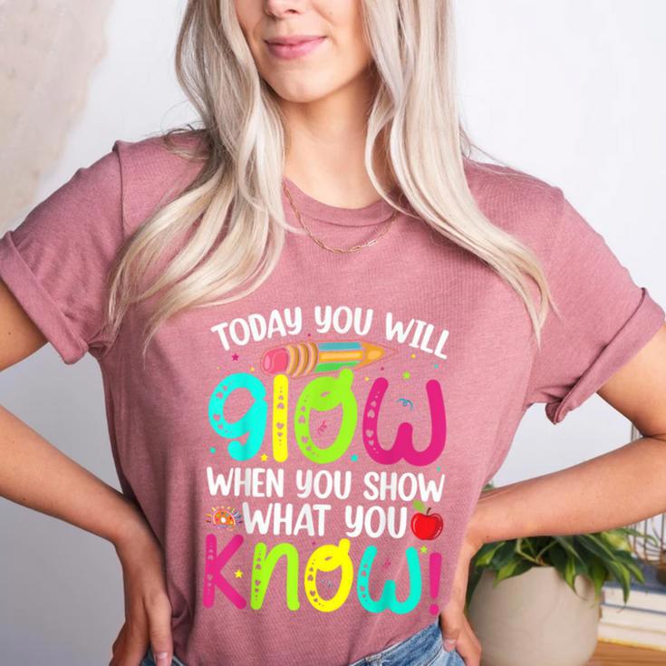 Today You Will Glow When You Show What You Know Teachers Day Women's Heather T-Shirt