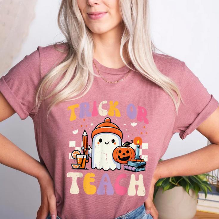 Trick Or Teach Ghost Teacher School Halloween Men Women Women's Heather T-Shirt