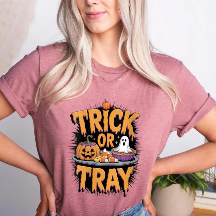 Trick Or Tray Halloween Cafeteria Teacher School Women's Heather T-Shirt