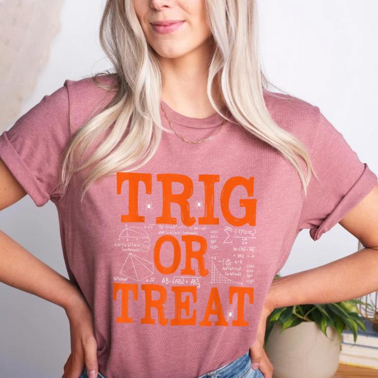 Trig Or Treat Trigonometry Math Teacher Halloween Women's Heather T-Shirt