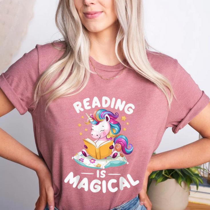 Unicorn Teacher Reading Is Magical Book Women's Heather T-Shirt