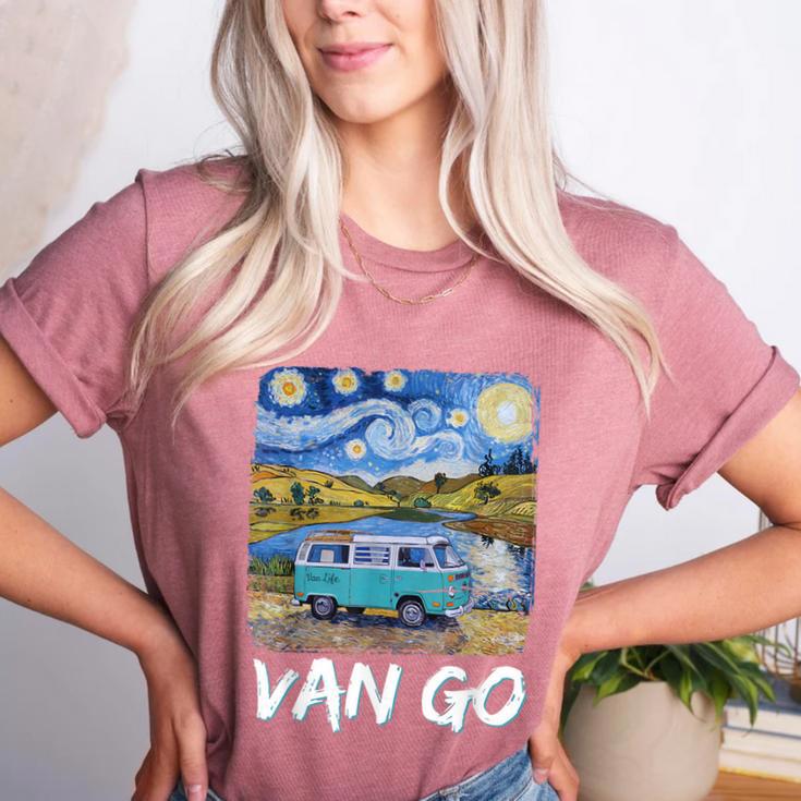 Van Go Retro Vanlife Art Teacher Women's Heather T-Shirt