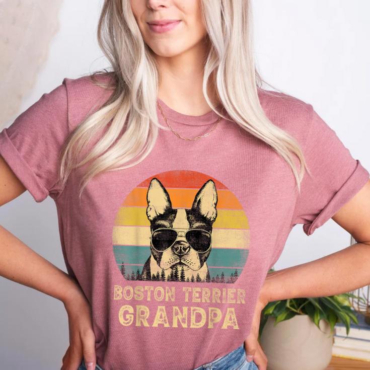 Vintage Boston Terrier Grandpa Dog Lovers Father's Day Women's Heather T-Shirt