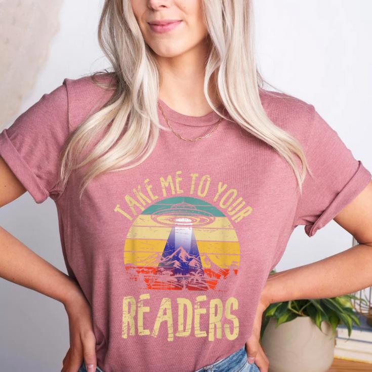 Vintage Take Me To Your Readers English Teacher Alien Space Men Women Women's Heather T-Shirt