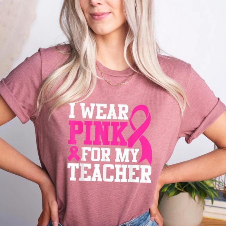 I Wear Pink For My Teacher Breast Cancer Awareness Women's Heather T-Shirt