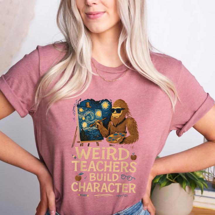 Weird Teachers Build Character Van Bigfoot Art Women's Heather T-Shirt