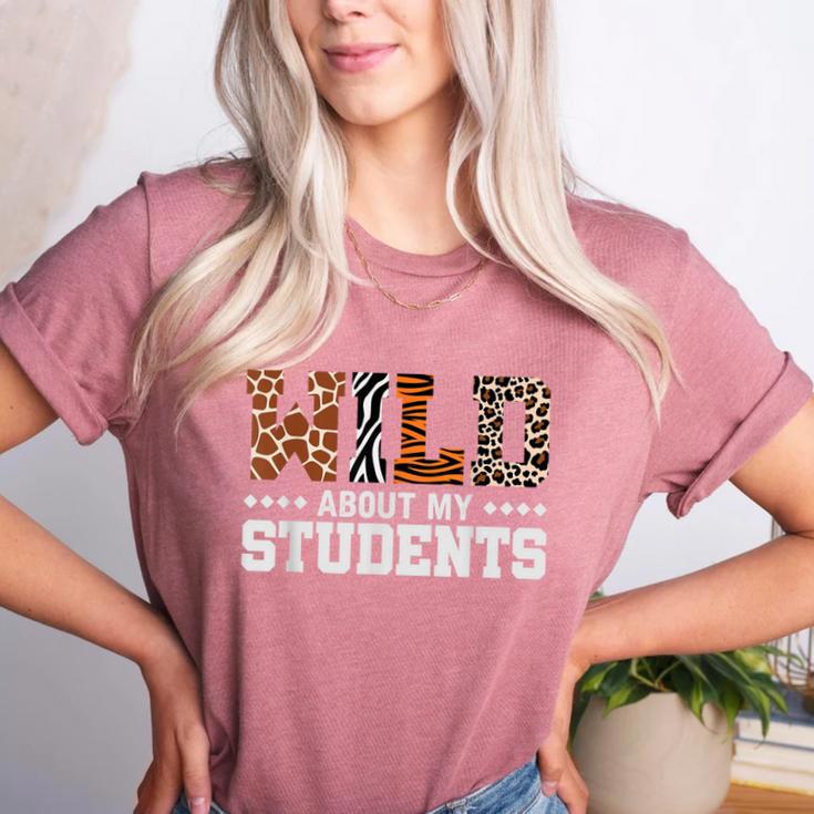 Wild About My Students Shirt Animals Teacher Women's Heather T-Shirt