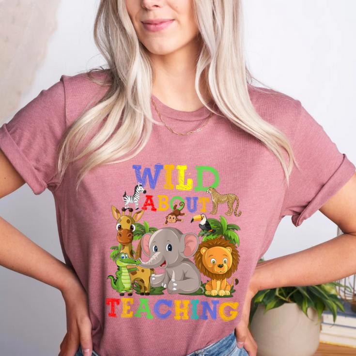 Wild About Teaching Safari Jungle School Teacher Women's Heather T-Shirt