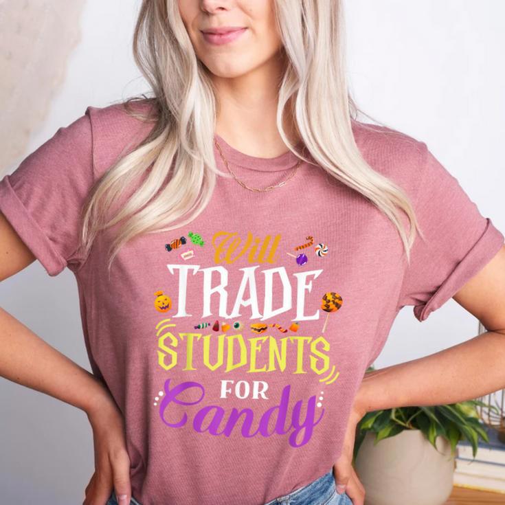 Will Trade Students For Candy Teacher Cute Halloween Costume Women's Heather T-Shirt