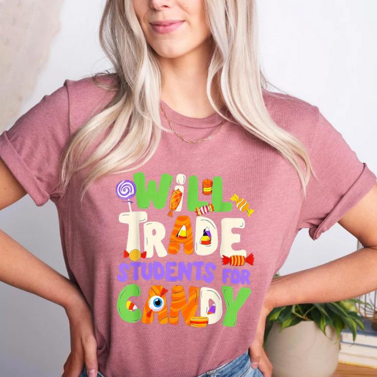 Will Trade Students For Candy Teacher Cute Halloween Costume Women's Heather T-Shirt