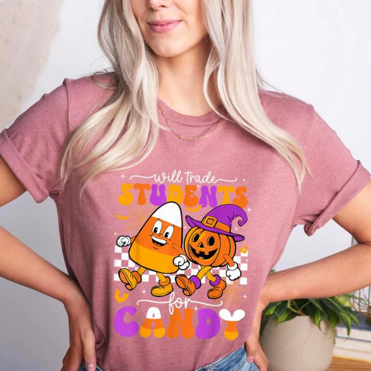 Will Trade Students For Candy Teacher Halloween Women's Heather T-Shirt