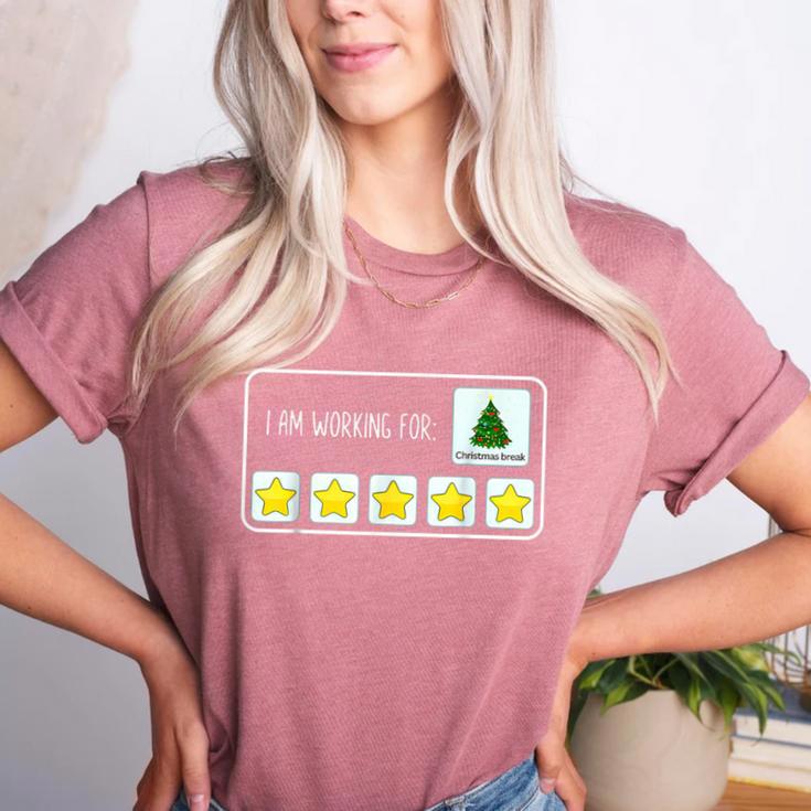 I Am Working For Christmas Break Teacher Christmas Women's Heather T-Shirt