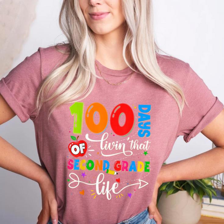 100 Days Of Living That 2nd Grade Life Boy Girl Teacher Women's Heather T-Shirt 100 Days Of Living That 2nd Grade Life Boy Girl Teacher Women's Heather T-Shirt
