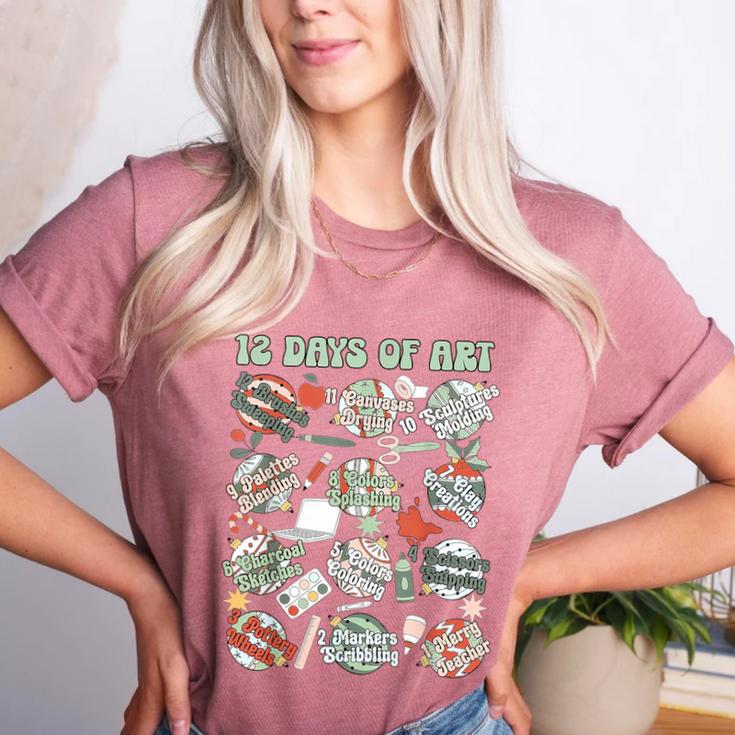 12 Days Of Art Teacher Christmas Artists Painter Educational Women's Heather T-Shirt 12 Days Of Art Teacher Christmas Artists Painter Educational Women's Heather T-Shirt