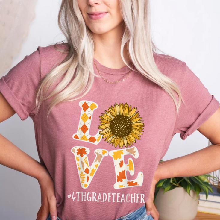 4th Grade Teacher Love Autumn Fall Sunflower Appreciation Women's Heather T-Shirt