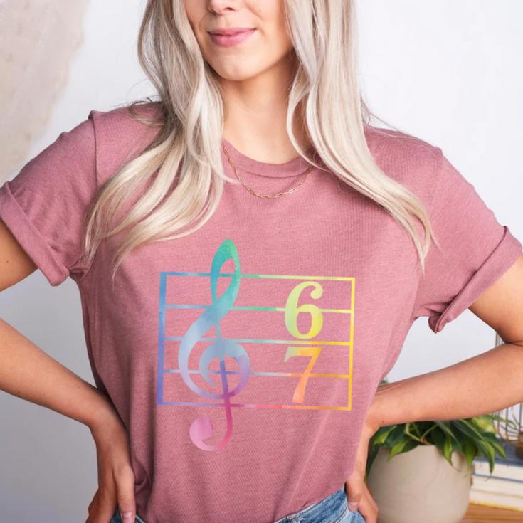 67 Music Meme Slang Six Seven Music Teacher Musician Women's Heather T-Shirt