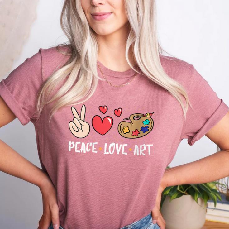 Art Teacher Peace Love Art For Artists And Painters Women's Heather T-Shirt Art Teacher Peace Love Art For Artists And Painters Women's Heather T-Shirt