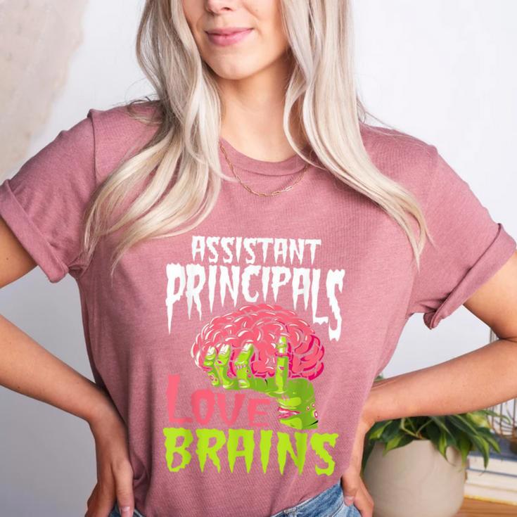 Assistant Principals Love Brains Zombie Teacher Halloween Women's Heather T-Shirt