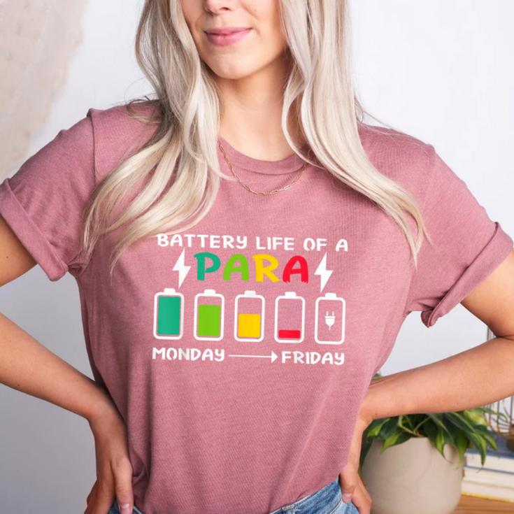 Battery Life Of a Paraprofessional Para Teacher Life Women's Heather T-Shirt