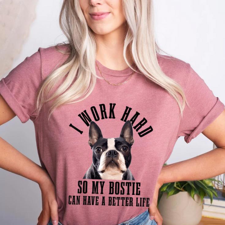 Bostie Mama Dog Dad Boston Terrier For Men Women Women's Heather T-Shirt