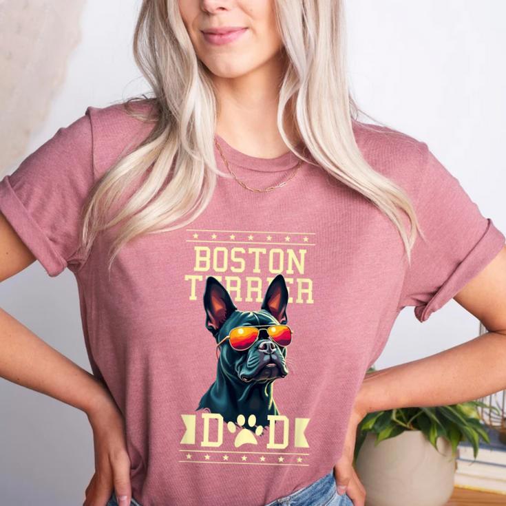 Boston Terrier Dad Boston Bull Bostie Dog Women's Heather T-Shirt