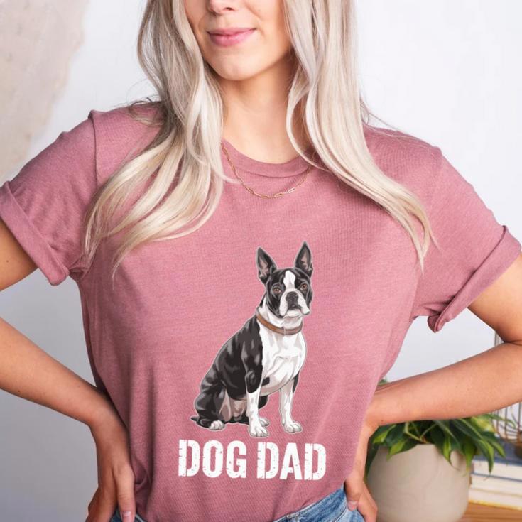 Boston Terrier Dog Dad Boston Terrier Dog Lovers Women's Heather T-Shirt