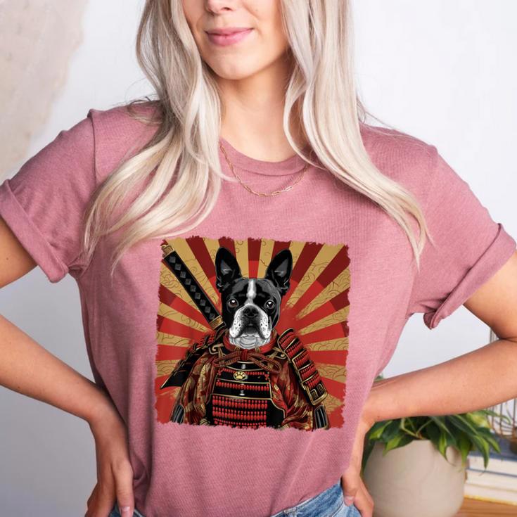 Boston Terrier Dog Japanese Art Samurai Ukiyo-e Women's Heather T-Shirt