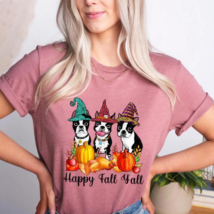 Boston Terrier Dog Lover Fall Ya'Ll Halloween Costume Men Women Women's Heather T-Shirt