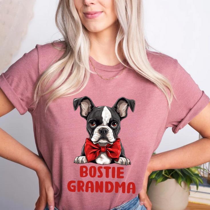 Boston Terrier Grandma Dog Lovers Puppy Bostie Owner Women's Heather T-Shirt