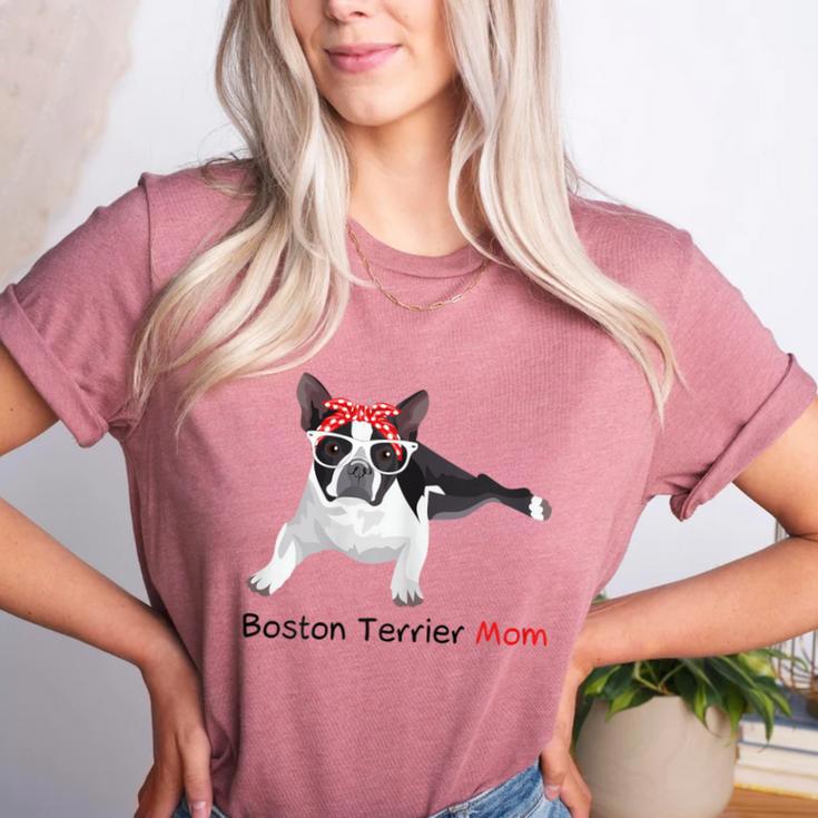 Boston Terrier Mom Bandana Boston Terrier Dog Women's Heather T-Shirt
