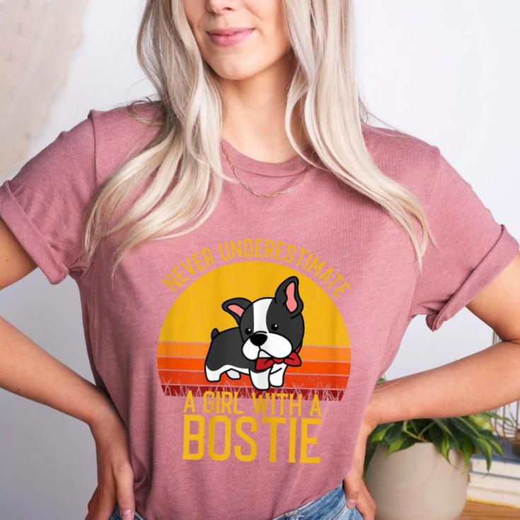 Boston Terrier Never Underestimate a Girl With a Bostie Women's Heather T-Shirt