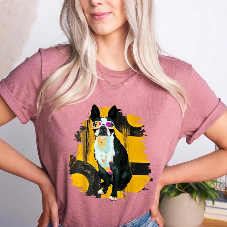 Boston Terrier s Mid-Century Modern Art s Street Grunge Women's Heather T-Shirt