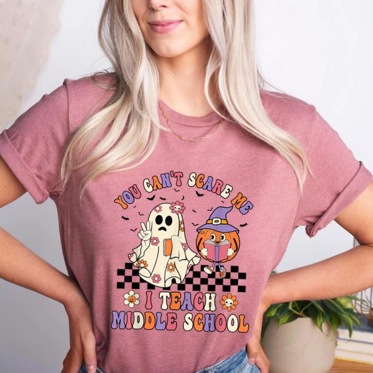 You Can't Scare Me I Teach Middle School Halloween Teacher Women's Heather T-Shirt You Can't Scare Me I Teach Middle School Halloween Teacher Women's Heather T-Shirt